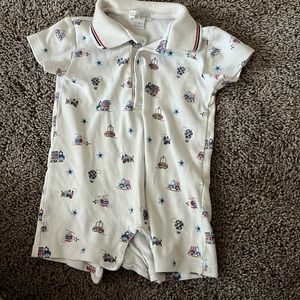 Kissy kissy 9mo collared onesie red and blue cars trucks and planes